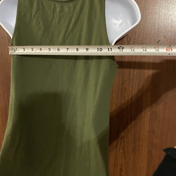 Loft Green sleeveless top tank top ruffle collar and near sleeve XS Dark Green - Picture 2 of 5